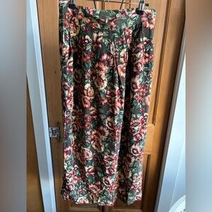 Talbots Floral Midi Skirt in Green and Red
